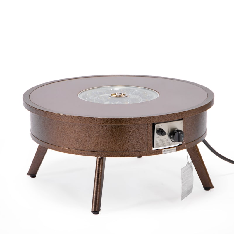 Leisuremod Walbrooke Modern Outdoor Patio Round Fire Pit Table for Porch Backyard Deck - 29