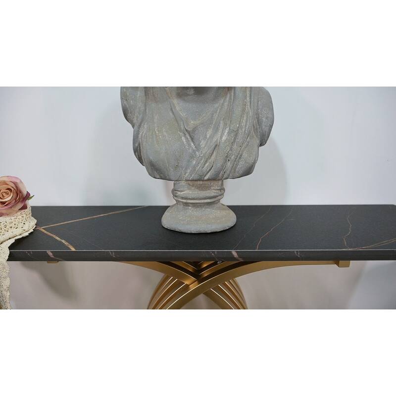 43.31" Luxurious Console Table with Gold Intertwined Metal Legs for Entryway Decor
