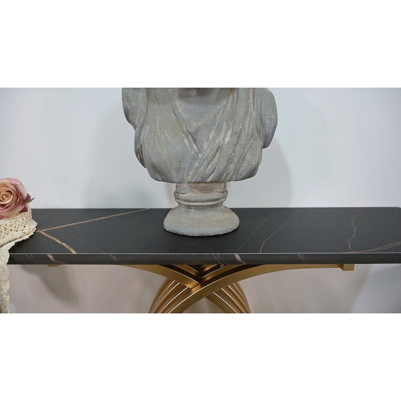 Accent Table Console Table, Gold Intertwined Metal Legs Luxury High-End Entryway Furniture