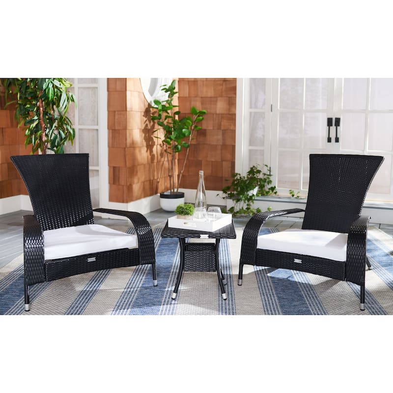 SAFAVIEH Outdoor Patio Furniture Urmila 3-Piece Wicker Lounge Chair Set with Side Table - 36Wx34Dx34H