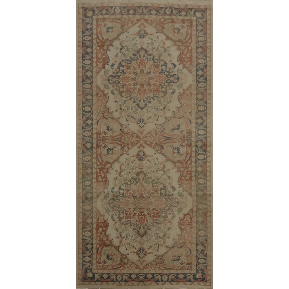 Hand Knotted Oriental 100% Wool Carpet Traditional Floral Beige & Ivories Ziegler Area Rug - 10' 7'' X 4' 11''