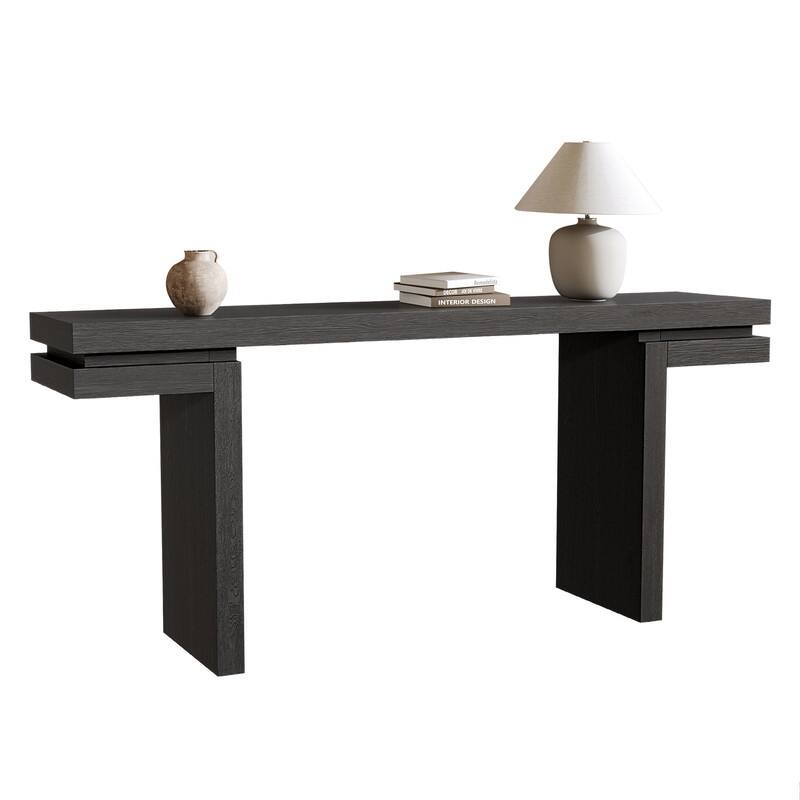 Extra Wide Real Wood Veneered Console Table for Minimalist Living Room Entryway or Hallway Decor
