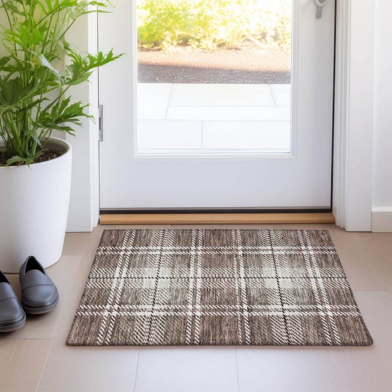 Premium Washable Super Soft Plaid Mayfield Rug - Brown - 1'8" x 2'6"