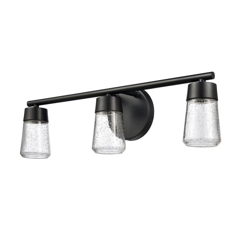 Elk Home Jergen Matte Black With Seedy Glass Vanity Light