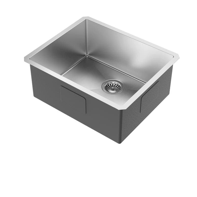 Mega Casa 23'' Undermount Single Bowl Handmade Sink, Stainless Steel Kitchen Sink, Sliver