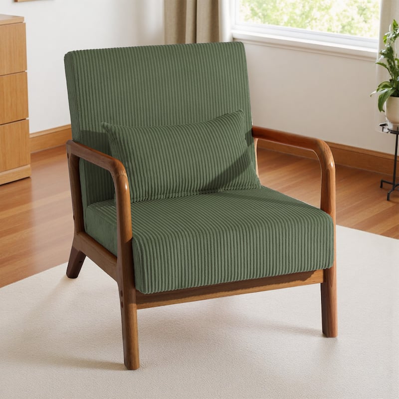 Mid-Century Upholstered Accent Chair with Wood Frame