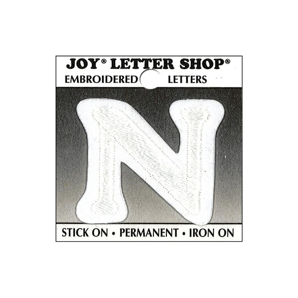 Joy Applique Letter Iron On Cooper 1.5" White N