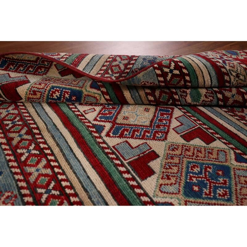 Oriental Multi-Color Kazak Area Rug Handmade Wool Carpet - 3'11" x 6'0"