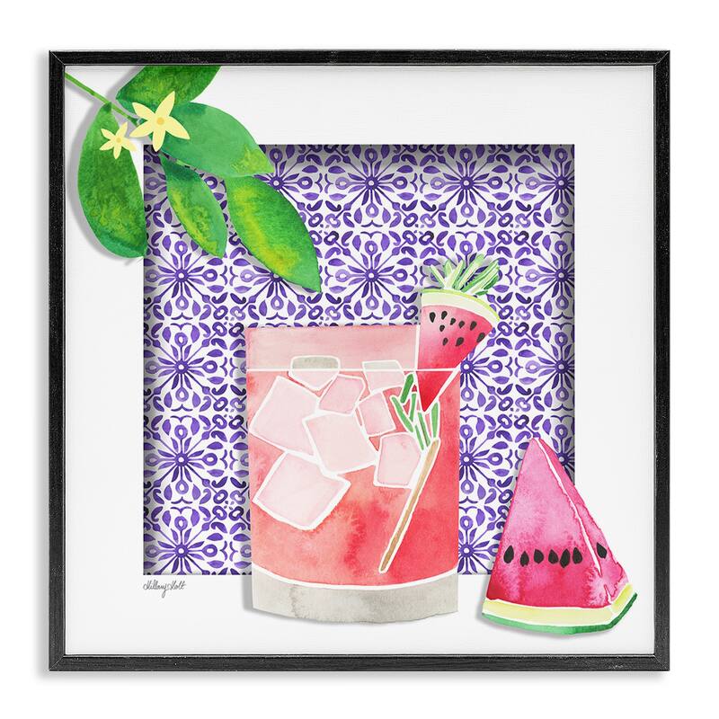 Stupell Fruity Watermelon Drink Framed Giclee Art Design By Hillary Holt - 12 x 12 - Black
