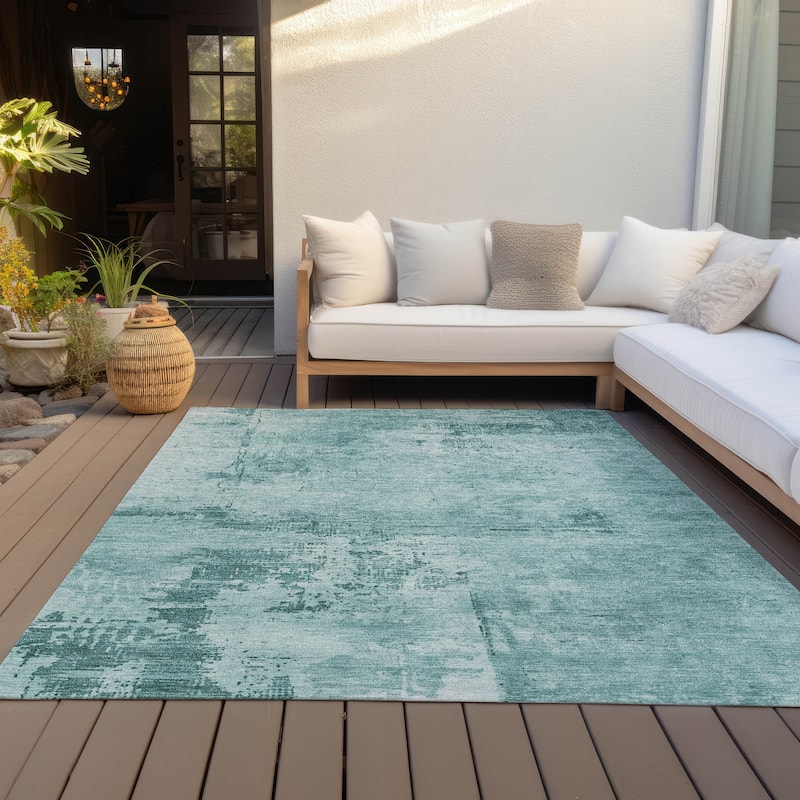 Machine Washable Indoor/ Outdoor Abstract Modern Chantille Rug