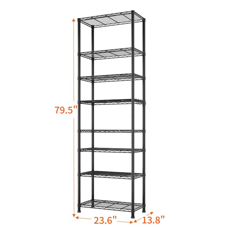8-Layer Heavy Duty Storage Shelves Rack with Adjustable Feet and Wheels for Garage or Home