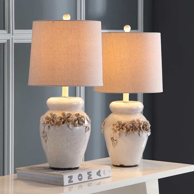 SAFAVIEH Lighting 24-inch Raised Floral Garden Table Lamp (Set of 2) - 12"x12"x24"