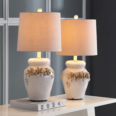 SAFAVIEH Lighting 24-inch Raised Floral Garden Table Lamp (Set of 2) - 12"x12"x24"