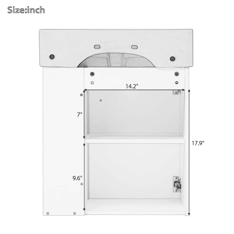 21.6 inch Modern Floating Bathroom Vanity with Ceramic Basin - Perfect for Small Bathrooms, Right side storage
