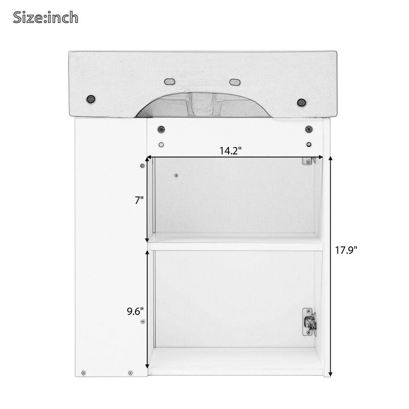 Floating Bathroom Vanity with Sink, Wall Mounted Bathroom Storage Cabinet, Small Bathroom Cabinet with Right Open Shelves