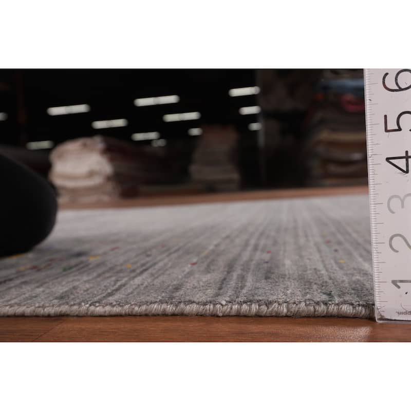 Tribal Striped Gabbeh Oriental Area Rug Handmade Silk Carpet - 5'0" x 7'9"