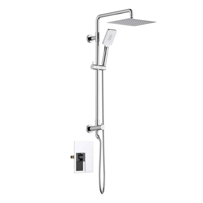 Cube Pressure Balanced 2-Function Shower Column with Rough In Valve - Chrome