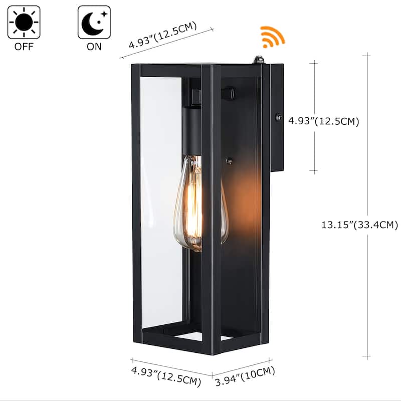1-Light 12.76in Outdoor Wall Light with Matte Black Finish & Clear glass shade