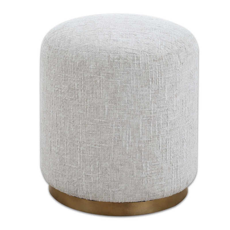 Copper Grove Off-white Brass Base Round Ottoman Stool.