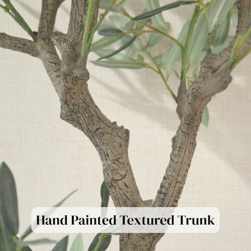 Evergreen 60-inch Faux Olive Tree in Black Nursery Pot with Realistic Leaves and Natural-Look Trunk