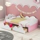 preview thumbnail 1 of 32, Twin Size Daybed with 2 Storage Drawers & Clouds Decor, Wood Kids Twin Bed, Twin Storage Platform Bed Frame for Kids Girls Boys Pink Moon - Twin