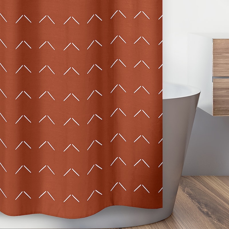 Boho Arrow Bathroom Fabric Bath Shower Curtain - Ivory Burnt Orange Modern Farmhouse Southwest Shabby Chic for Bohemian Diamond