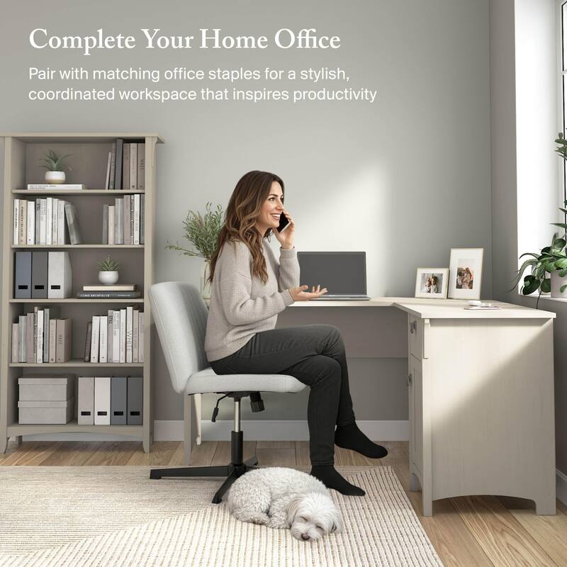 Bush Furniture Salinas 60W L Shaped Desk with Drawers and Storage