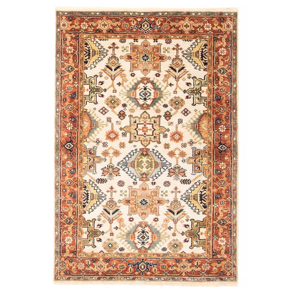 ECARPETGALLERY Hand-knotted Jules Sultane Cream Wool Rug - 4'0 x 5'11