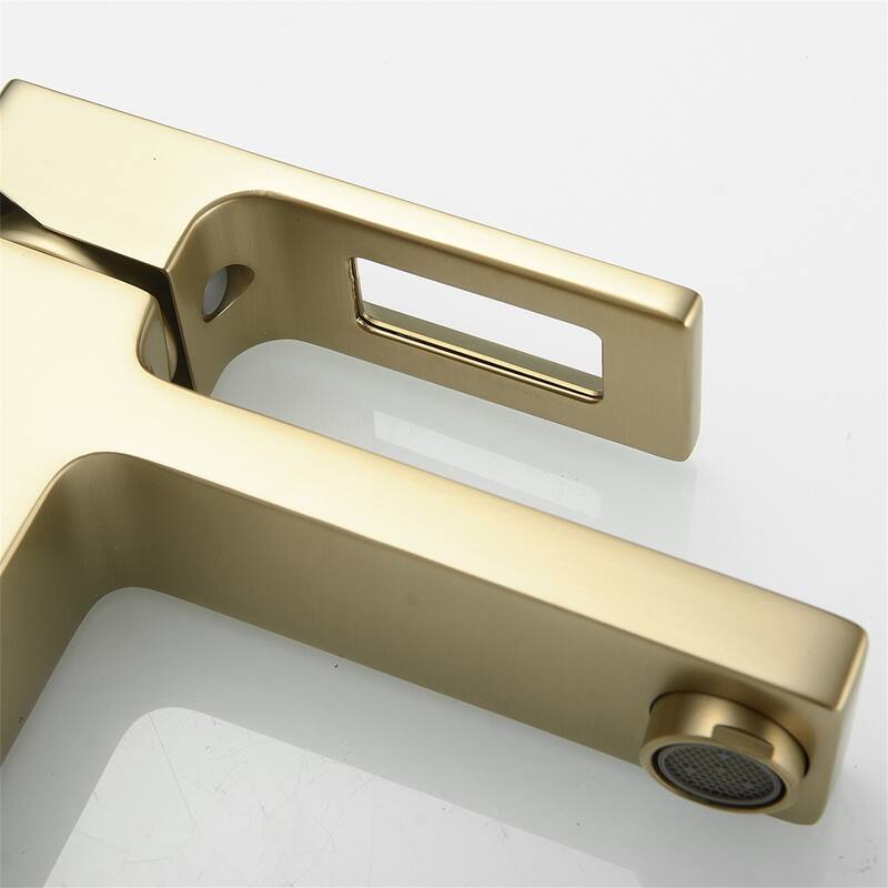 Single Handle Bathroom Faucet with Drain Set 1 Hole Brass Modern Waterfall Bathroom Sink Basin Vanity Faucets