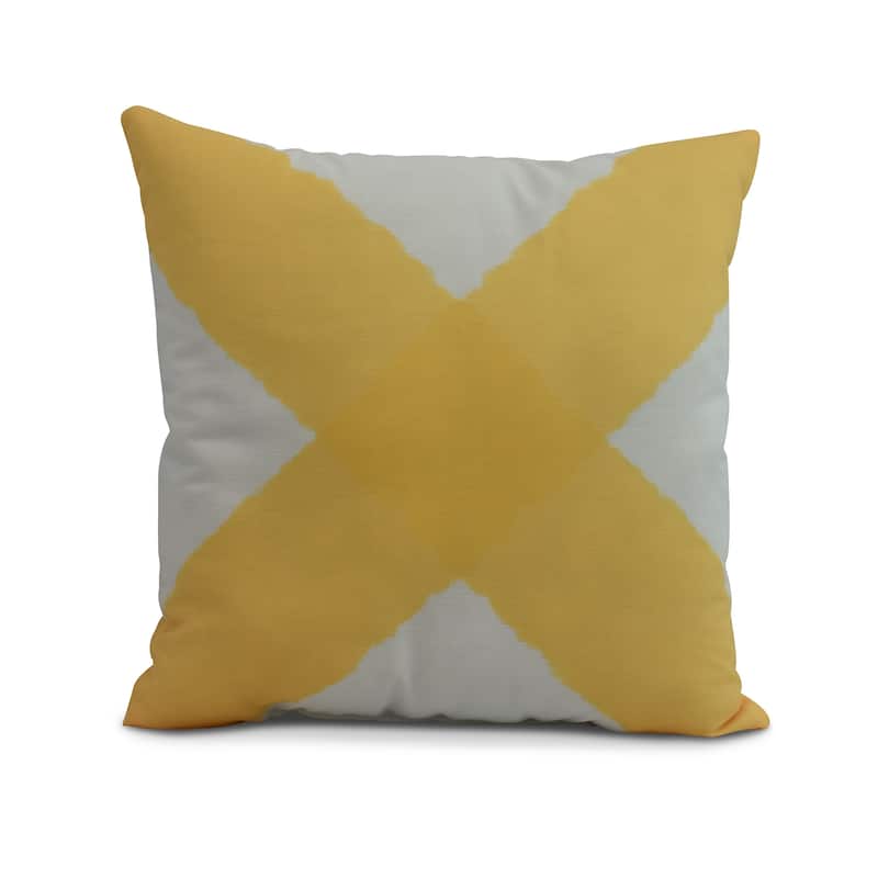 18 x 18 Inch X Marks the Spot Geometric Print Outdoor Pillow - Yellow