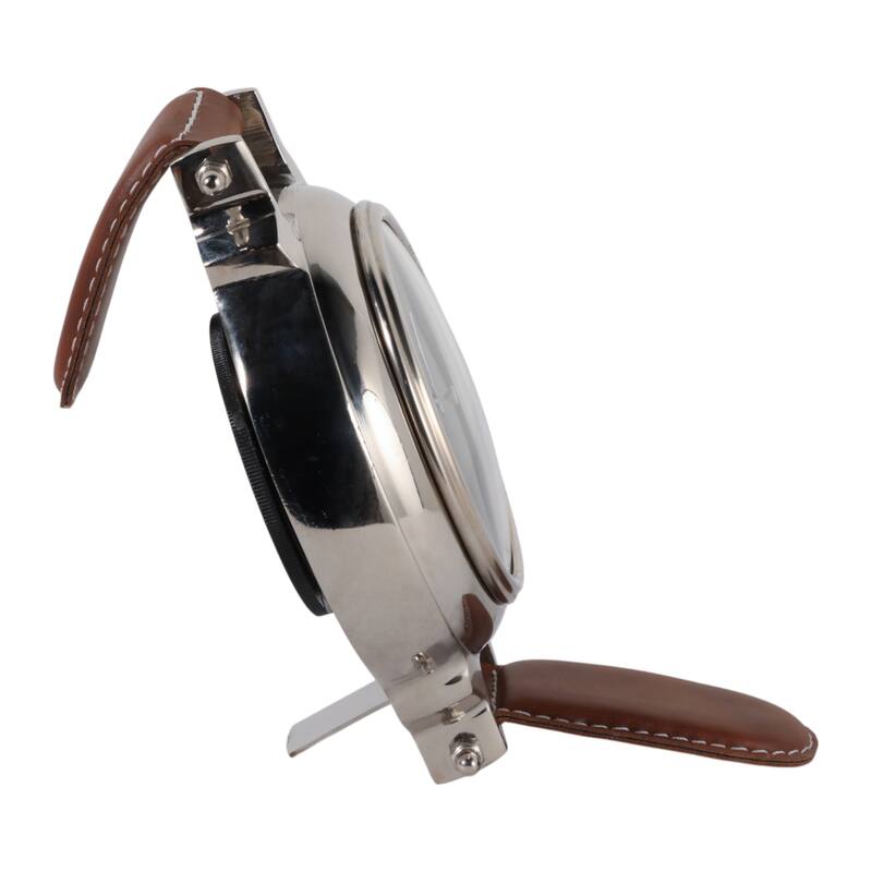 Aluminum Faux Leather Clock Modern Accents Featuring Sleek Design