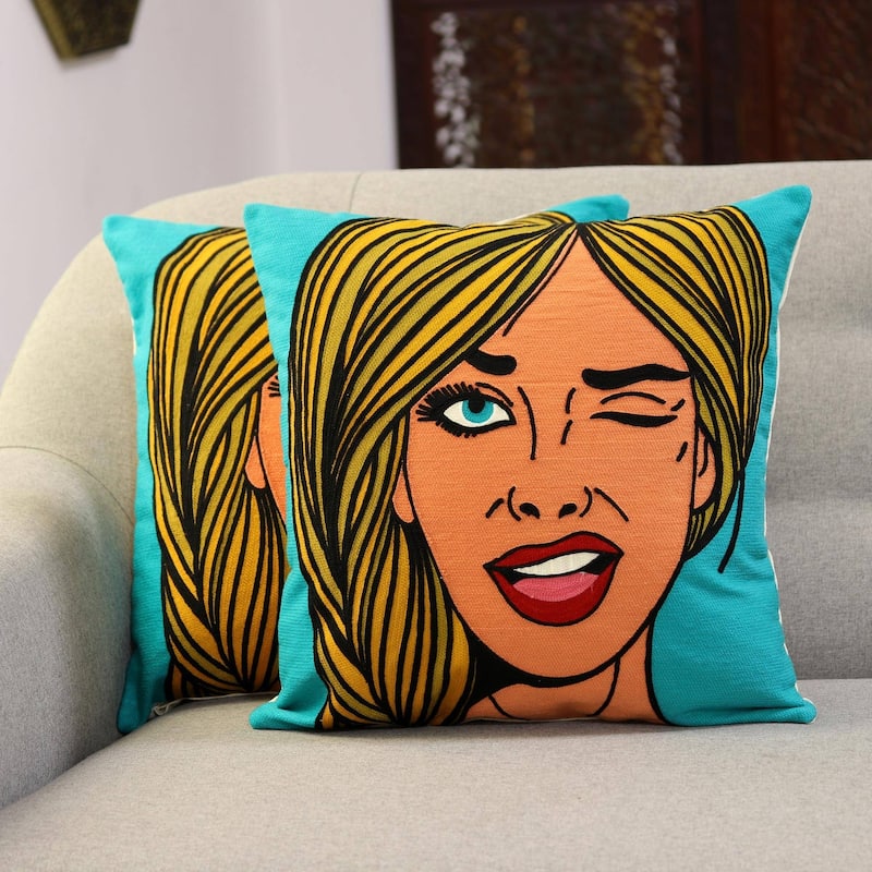 Handmade Wink cushion covers (India)