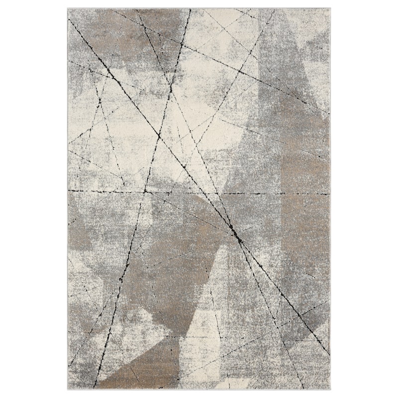 Cascade Collection Geometric Abstract Neutral Area Rug