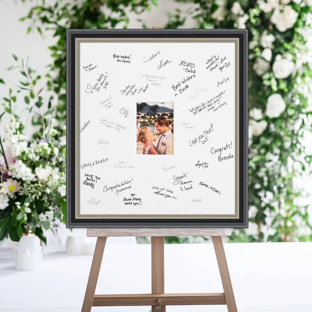Theo Signature Mat Picture Frame - Autograph Photo Frame Guest Book Alternative for Weddings, Graduations, or Retirement