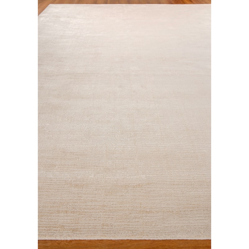 EXQUISITE RUGS Tangaro Hand-loomed Bamboo Silk/Banana Silk Light Beige Area Rug.