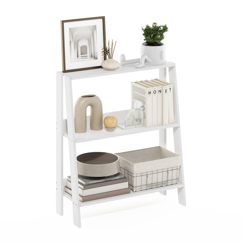 26.67 in. Tall White Wood 3-Shelf Bookcase