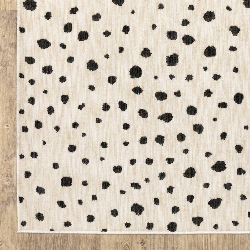 Hansel Abstract Playful Dots Beige/ Black Area Rug