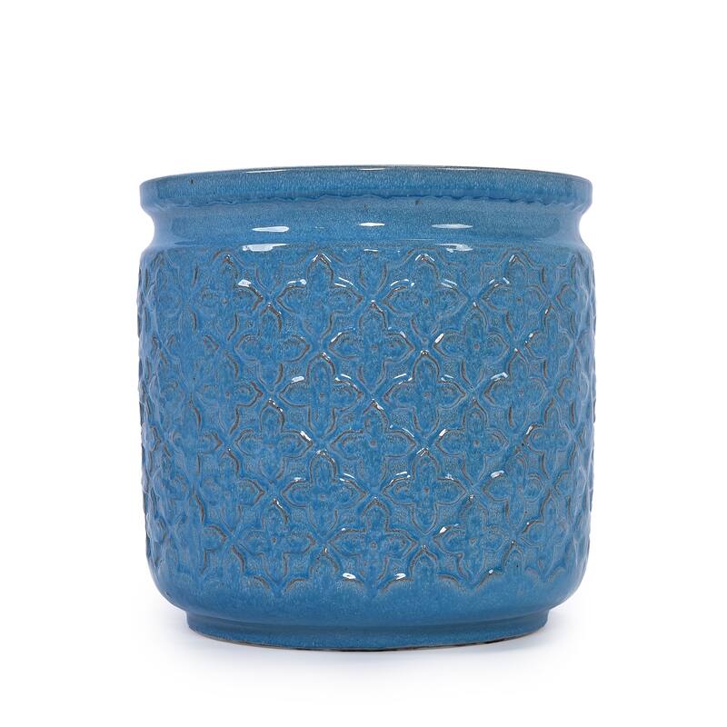 Set of 3 Handmade Ceramic Planters, Diamond, Pattern Breathable Clay