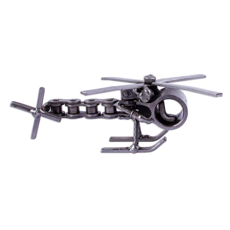 Novica Handmade Rustic Helicopter Upcycled Auto Part Sculpture