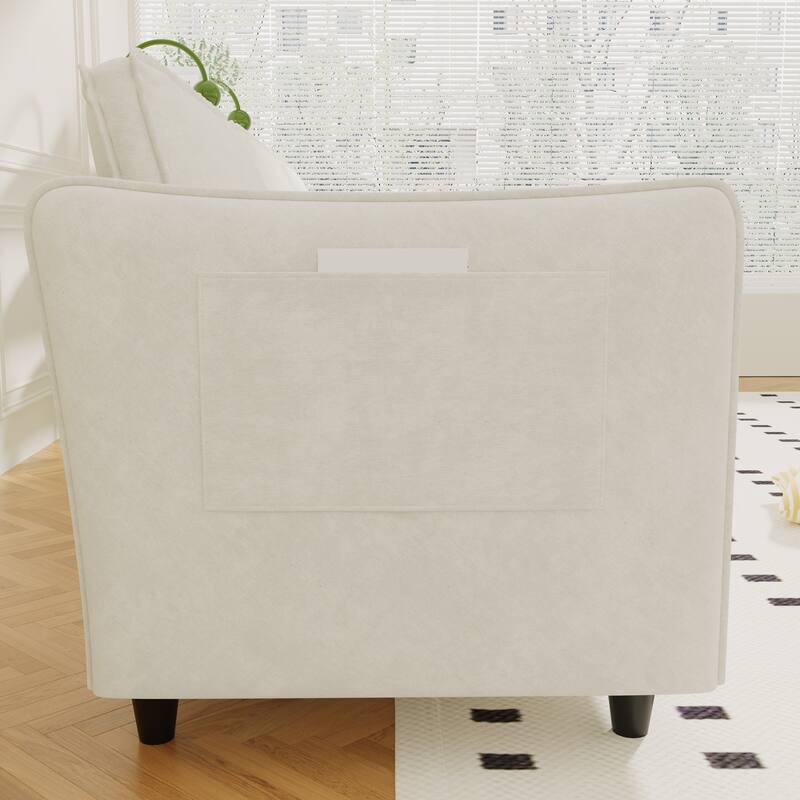 74.27" Fabric 3-Seater Sofa with Pocket Springs, Side Storage and Wood Frame