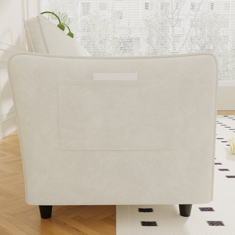 Fabric Upholstered Loveseat Sofa, Mid Century Modern Comfy 2 Seater Sofa, Lounge Sofa with Side Storage Pockets