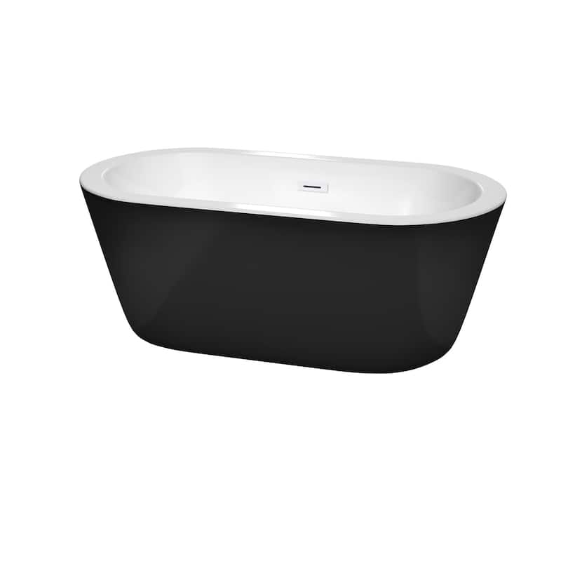 Wyndham Collection Mermaid 60" Free Standing Acrylic Soaking Tub with - Black / Shiny White Trim