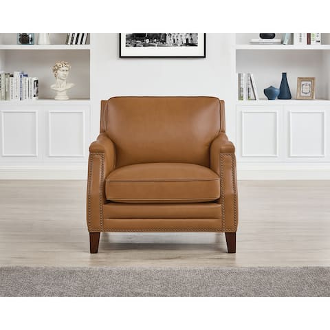 Hydeline Camano Top Grain Leather Chair With Feather, Memory Foam and Springs