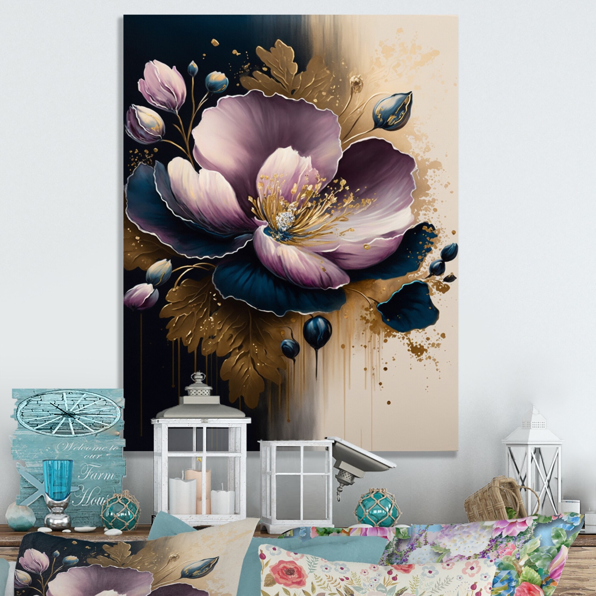 Designart 'Deep Pink And Blue Crocus Flower III' Floral Crocus
