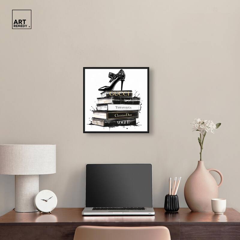 Inky Book Stack Canvas by Art Remedy