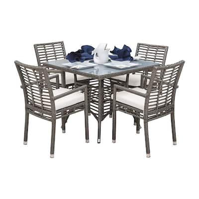 Panama Jack Graphite 5-Piece Armchair Dining Set with Cushions
