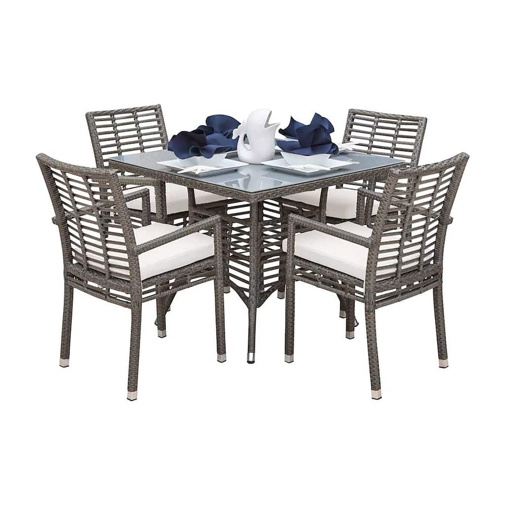 Panama Jack Graphite 5-Piece Armchair Dining Set with Cushions
