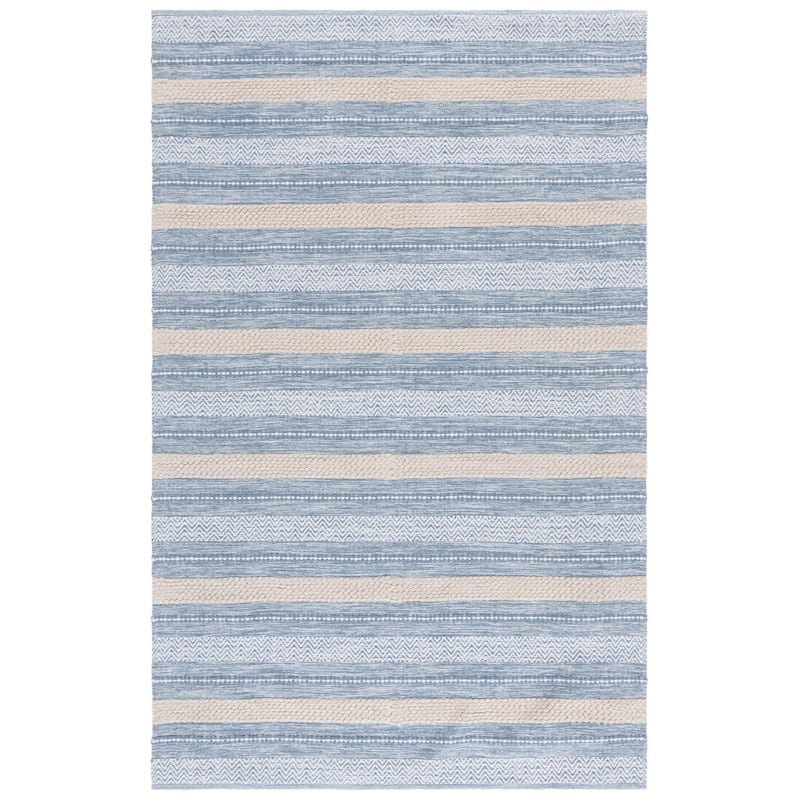 SAFAVIEH Handmade Montauk Robin Casual Cotton Rug - 6' x 9' - Silver/Ivory