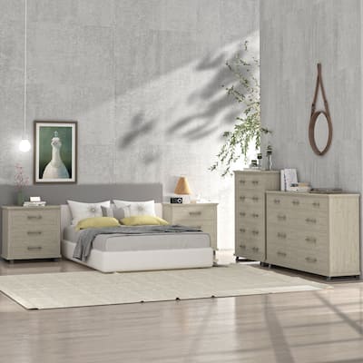Farmhouse 4-Piece Bedroom Set - 2 Nightstand, 1 Chest and 1 Dresser