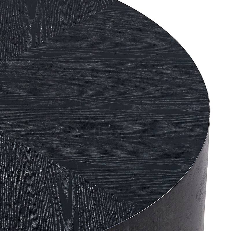 35.43 Inch Modern Round Coffee Table MDF Coffee Table for Living Room,Drum Center Table for Apartment,No Need Assembly